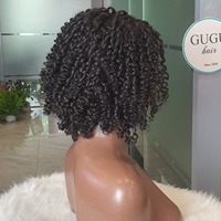 Perruque bouclée Pixie couleur naturelle, cheveux vietnamiens 100% humains, prix de gros, perruques en cheveux humains, 14 pouces