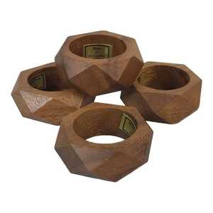 Anneaux de serviette de table en bois, design indien, durables, ronds - Product Image 5