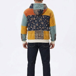 Sudadera con Capucha para Hombre, Estilo Patchwork, Corte Holgado, Estilo Urbano, Ligera, Cálida, Informal, Esencial para el Invierno - Product Image 4