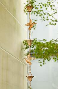 Chaîne de pluie traditionnelle en fer pour le drainage décoratif de l'eau de pluie dans les maisons, les jardins et l'architecture des temples - Product Image 5