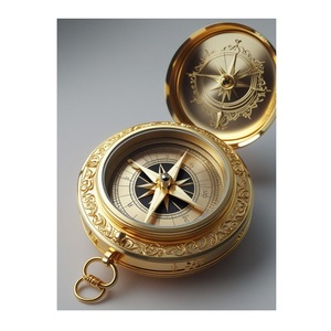 <b>Antique</b> Modern Brass Nautical <b>Compass</b> Offset Cover Vintage Marine Navigation Instrument Wristwatch Type 3 Inch Travel Gift - Product Image 4