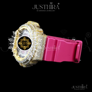 Reloj de Lujo Personalizable para Hombre, Estilo Hip-Hop, Correa de Goma, Caja Redonda de 41 mm, Esfera con Incrustaciones de Diamantes Moissanite, Cuarzo - Product Image 4