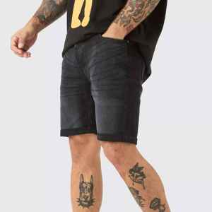 Shorts en denim imprimé de qualité supérieure, nouveau design, couleur noire, broderie personnalisée, shorts en jean pour hommes - Product Image 1