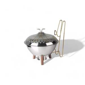 Cacerola de Cobre Martillado con Tapa y Borde de Acero Inoxidable, Olla para Servir, Servidor de Comida de Lujo para Buffet, Vajilla para Hotel y Restaurante - Product Image 5