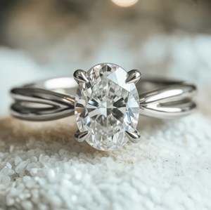 Anillo de Compromiso y Boda de Plata de Ley 925 con Moissanita de Corte Ovalado, Chapado en Oro, Anillo Brillante y Elegante - Product Image 5