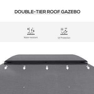 Modern 10x13 ft Patio Gazebo <b>Canopy</b> with Vented <b>Roof</b> and Netting Dark Gray Aluminum Pole Outdoor Garden Furniture Shelter - Product Image 4