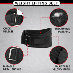 Ceinture de musculation de 6 pouces avec sangle à boucle et crochet, soutien dorsal respirant pour squats, soulevés de terre, entraînement en salle de sport, hommes et femmes - Product Image 3