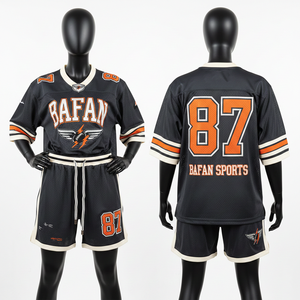 Ensemble de maillot de football pour femmes, short respirant en maille polyester 150 GSM, orange et blanc à rayures, logo personnalisé par sublimation, ensembles pour femmes - Product Image 6