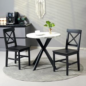 Set di 2 sedie da pranzo in legno stile rustico con schienale a croce, colore nero - Product Image 2