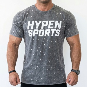 Heavyweight Cotton With Logo Rhinestone Men Women Distressed T-shirt <b>Tshirt</b> Dtg Print Oversize Custom Vintage Acid Wash T Shirt - Product Image 1