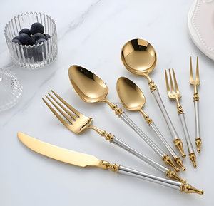 Vente chaude de luxe deux tons 6 pièces 18/10 ensemble de couverts pour restaurant de mariage - Product Image 4