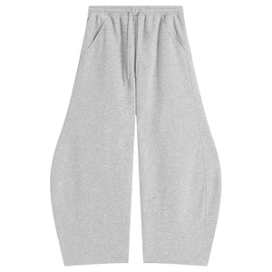 Custom Men's Winter Eco-Friendly Breathable Woolen <b>Lined</b> High Elastic Waist Casual Wide Leg Track <b>Pants</b> Drawstring Pockets - Product Image 4