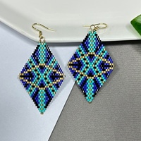 Pendientes Bohemios con Diseño de Rombo, Hechos a Mano, Joyería con Cuentas de Vidrio Importadas