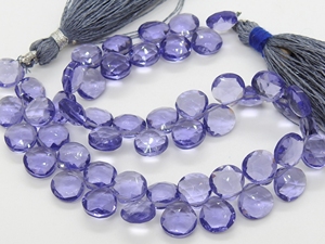 Cuentas sueltas de cristal facetado en forma de corazón de cuarzo azul iolita de 8 mm, hilo de 8 pulgadas para la fabricación de pendientes de lágrima y joyería - Product Image 3
