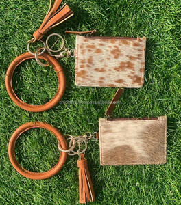 Cartera de mano de estilo occidental de piel de vaca para hombre y mujer, monedero con cierre de cremallera - Product Image 4