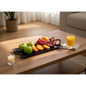 Modern Nordic <b>Matte</b> Grey Serving Tray Premium Decorative Platter For Coffee <b>Table</b> Sustainable Food-Grade Tray For Luxury Hotels - Product Image 2