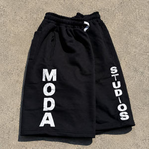 Custom Manufacturer Men Pink Streetwear <b>Shorts</b> 100% Cotton Heavyweight Baggy <b>Wide</b> <b>Leg</b> Solid Elastic Waist Knee Length Casual - Product Image 2