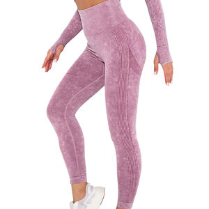 Leggings Deportivos de Cintura Alta para Mujer, Diseño Personalizado con Logotipo, Spandex/Nylon, 220g, Lavado Ácido, Venta al Por Mayor - Product Image 5