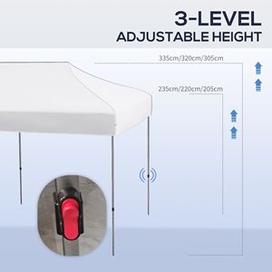 Tenda a Baldacchino Pop-up 2.9m x 5.8m per Esterni, Facile da Montare, con Altezza Regolabile a 3 Livelli e Borsa con Ruote, Bianca - Product Image 6