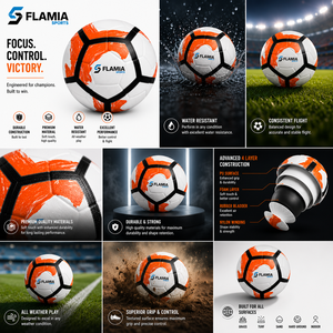 Balón de Fútbol Flamia Sports Talla 5 Blanco, Naranja y Negro con Serigrafía Ecológica, Alta Retención de Aire y Diseño Clásico - Product Image 6