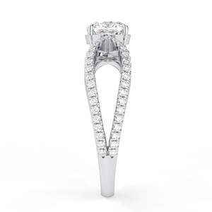 Anillo de aniversario de oro rosa con diamante cultivado en laboratorio de corte cojín y diseño de tallo dividido, estilo encantador para mujer - Product Image 5