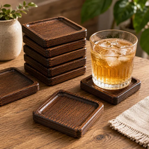<b>Wooden</b> Coaster <b>Set</b> | Thick <b>Wooden</b> Drink Coasters | <b>Tea</b>, Coffee Mug & Glass Coasters | Table Protector for Dining Table - Product Image 6
