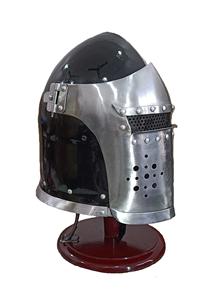 Casco Barbuta Hecho a Mano con Acabado Negro en Acero Suave, Armadura de Caballero de Batalla para Reenactaciones, Exhibición Histórica y Decoración del Hogar - Product Image 2