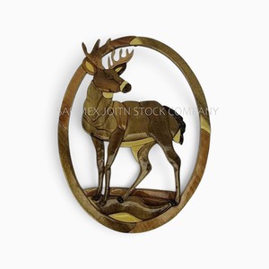 Plaques murales en bois artisanales en intarsia, motifs croix/Père Noël/élan, décoration intérieure, fabriquées en usine au Vietnam, bon prix - Product Image 2