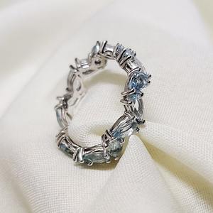 Natural Aquamarine Eternity <b>Ring</b> Minimal Antique Jewelry For Women March Birthstone Stacking Gift Elegant <b>Ring</b> - Product Image 3