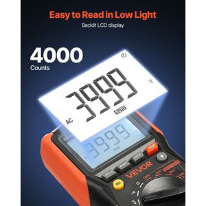 Multimetro digitale Auto/manuale gamma 4000-Count TRMS voltmetro ohmmetro 1000V AC/DC Tester di tensione per la misura di continuità - Product Image 3