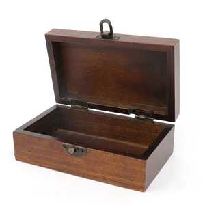 Boîte à bijoux en bois marocaine incrustée, rectangulaire, avec couvercle à charnières, sculptée à la main, pour rangement - Product Image 2