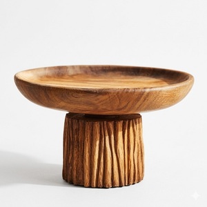 Base de diseño minimalista en madera de acacia con acabado natural, ideal para exhibir cupcakes, pasteles, galletas. - Product Image 6