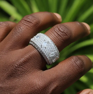 Anillo de Plata 925 con Moissanita y Corte Baguette, Bañado en Rodio, para Bodas, Unisex, para Hombres y Mujeres, Joyería para Fiestas - Product Image 6