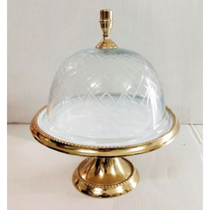 Supports à gâteaux en métal de haute qualité avec couvercle en verre, présentoir à desserts rond de haute qualité, accessoires pour gâteaux d'anniversaire à domicile - Product Image 1
