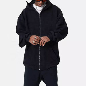 Sudadera con capucha de algodón extragrande personalizada, unisex, estilo urbano, con cremallera, venta al por mayor, suministro de fábrica - Product Image 5