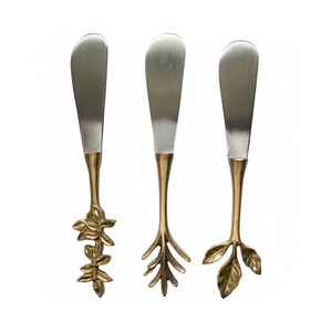 <b>Cheese</b> Spreader <b>Set</b> Stainless Steel and Brass Feather Design Handle Stainless Steel <b>Cheese</b> Tools <b>Set</b> Cute <b>Cheese</b> <b>Knives</b> <b>Set</b> - Product Image 6