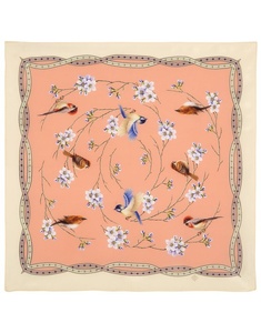 New Stylish <b>Pink</b> & Blue Floral Print Square Scarf Girl and Women Feminine Designer-Inspired Fashion <b>Wrap</b> Comfortable Fabric Feel - Product Image 4