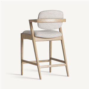 Contemporary Solid Teak Outdoor Counter <b>Stool</b> Upholstered Seat and Backrest Ergonomic Luxury Bar <b>Stool</b> for Restaurant Cafe - Product Image 5