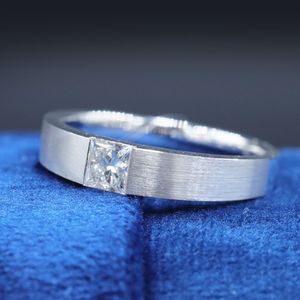 Brush Finish <b>Band</b> 0.50CT Princess Cut Moissanite Solitaire <b>Ring</b> For Men's 925 <b>Silver</b> Fine Design For Everyday Wear - Product Image 2
