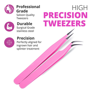 Stainless Steel Eyelash Tweezers Set with Zipper Case Precision <b>Tools</b> for Lash Extension Smooth Tip Design - Product Image 3