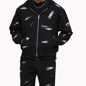 Sudadera con capucha para hombre con estampado integral, de algodón grueso y forro polar, corte holgado, con capucha y personalización OEM - Product Image 1