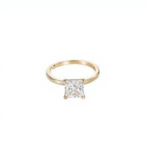 Bague de Fiançailles Solitaire en Or Massif 14K avec Diamant de Laboratoire Taille Princesse 1 Carat, Bague de Promesse, Cadeau d'Anniversaire pour Femme - Vente en Gros - Product Image 1