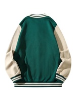 Blouson universitaire personnalisé pour homme, écologique, vert beige, manches unies, col rabattable, coupe-vent décontracté pour l'automne, coupe droite