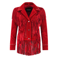 Manteau en daim de vache 100% premium personnalisé avec franges, veste western pour femme, style cowgirl vintage, veste en daim de ranch