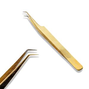 Pinzas de extensión de pestañas con punta de fibra de agarre de diamante, Color titanio, acero inoxidable, Mango antideslizante, tipo de volumen puntiagudo - Product Image 4