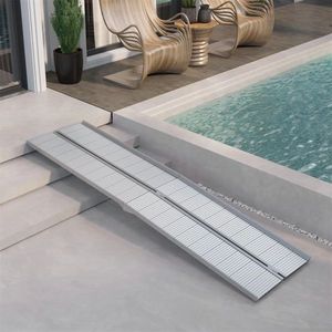 Rampe pliante portable en argent pour fauteuil roulant, rampe manuelle de 10 pouces - Product Image 1