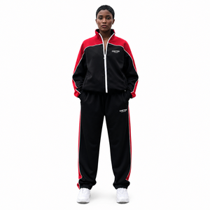 Custom Heavyweight Cut and Sew Panel 2 in 1 Solid Tracksuit Full <b>Zip</b> Jacket Jogger Set Unisex OEM Supplier Custom Logo - Product Image 1