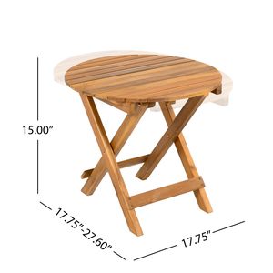 Tavolino Laterale Pieghevole e Regolabile in Legno di ACACIA per Esterni con Finitura in Teak, Nessuna Installazione Richiesta - Product Image 3