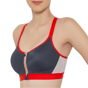 Soutien-gorge de sport coloré pour femme avec fermeture éclair sur le devant, maintien moyen, respirant, pour yoga et entraînement - Product Image 6