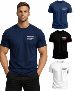 Camiseta de Manga Corta Casual para Hombre, Marca AMY, 100% Algodón, Corte Regular, Lisa, con Logotipo Personalizado al por Mayor - Product Image 3